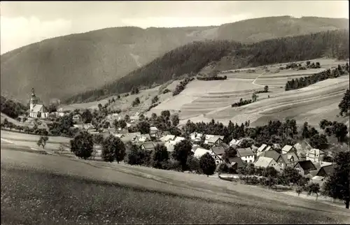 Ak Döschnitz an der Schwarza in Thüringen, Blick auf Ortschaft und Umgebung