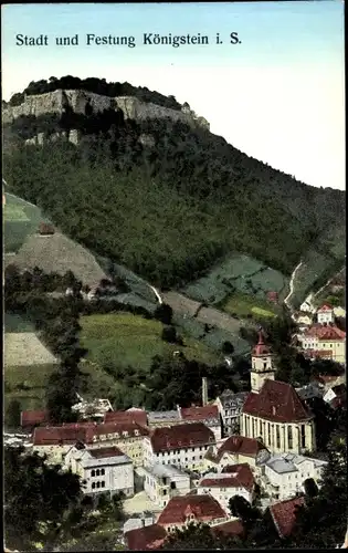 Ak Königstein an der Elbe Sächsische Schweiz, Stadt und Festung