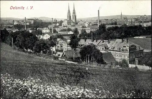 Ak Oelsnitz Vogtland, Teilansicht, Kirche