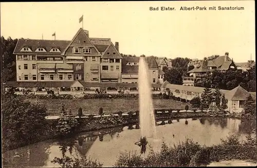 Ak Bad Elster im Vogtland, Albert Park mit Sanatorium