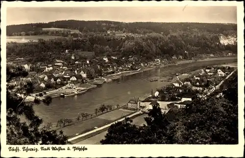Ak Stadt Wehlen an der Elbe Sachsen, Ortsansicht mit Pötzscha und Elbe