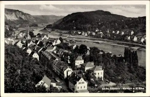 Ak Stadt Wehlen an der Elbe Sachsen, Ortsansicht mit Elbe