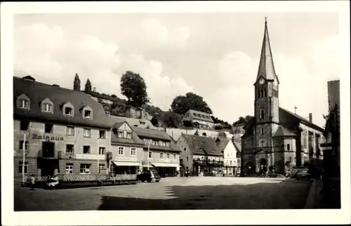 Ak Wehlen an der Elbe sächs. Schweiz, Markt mit Kirche, Rathaus