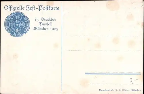 Künstler Ak Sailer, München Bayern, 13. Deutsches Turnfest 1923, Reiter, Kindl