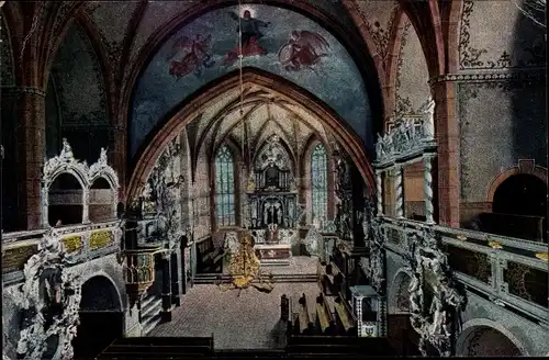 Ak Schleiz im Vogtland Thüringen, Inneres der Bergkirche