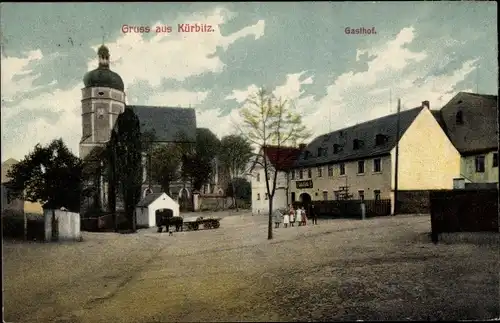 Ak Kürbitz Weischlitz im Vogtland, Gasthof, Kirche