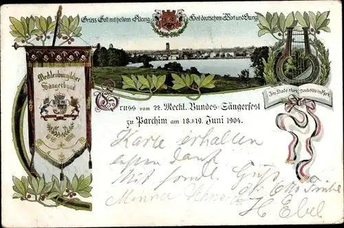Ak Parchim in Mecklenburg, 22. Meckl. Bundes Sängerfest 1904
