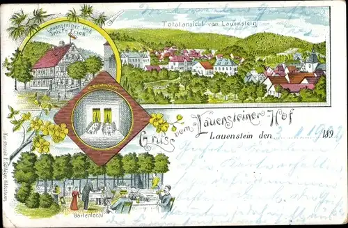 Litho Lauenstein Salzhemmendorf in Niedersachsen, Lauensteiner Hof, Ortsansicht