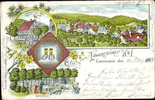 Litho Lauenstein Salzhemmendorf in Niedersachsen, Lauensteiner Hof, Ortsansicht