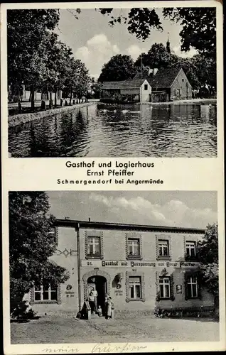 Ak Schmargendorf Angermünde in der Uckermark, Gasthof und Logierhaus Ernst Pfeiffer, Ortspartie