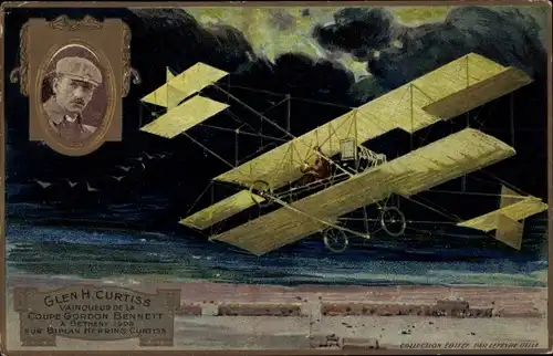 Präge Ak Betheny, Glen H. Curtiss, Coupe Gordon Bennett 1909, Flugzeug