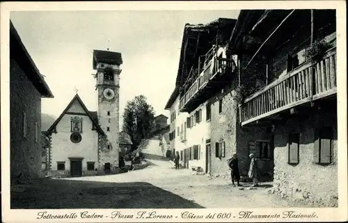 Ak Sottocastello di Cadore Veneto, Chiesa, Monumento Nazionale, Piazza S. Lorenzo