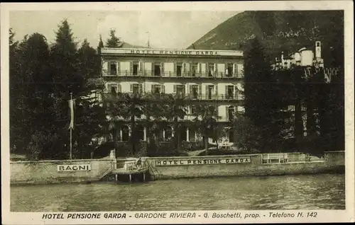Ak Gardone Riviera Lago di Garda Lombardia, Hotel Pensione Garda