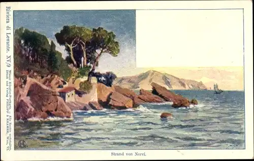 Künstler Ak Nervi Genova Genua Liguria, Riviera di Levante, Küstenpartie