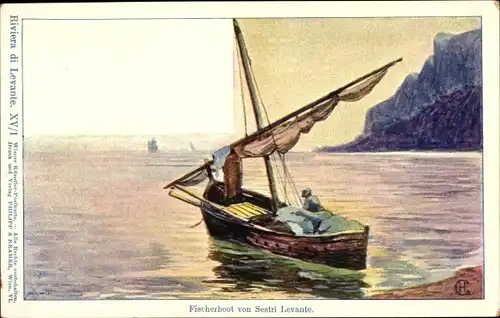 Künstler Ak Sestri Levante Liguria, Fischerboot, Riviera di Levante