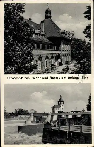 Ak Augsburg in Schwaben, Hochablass, Wehr und Restaurant