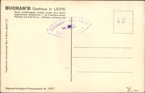Ak Leipe Lübbenau im Spreewald, Fliegeraufnahme, Buchans Gasthaus