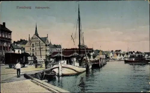 Litho Flensburg in Schleswig Holstein, Hafenpartie