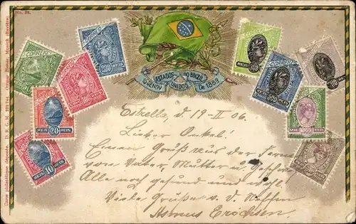Präge Briefmarken Litho Brasilien, Estados do Brazil 1889