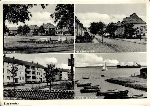 Ak Einswarden Nordenham in Oldenburg, Am Salzendeich, Weserpartie, Chaukenstraße, Markt
