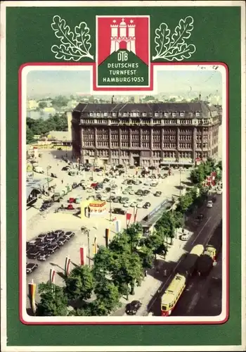 Passepartout Ak Hamburg St. Georg, Deutsches Turnfest 1953, Gewerkschaftshaus