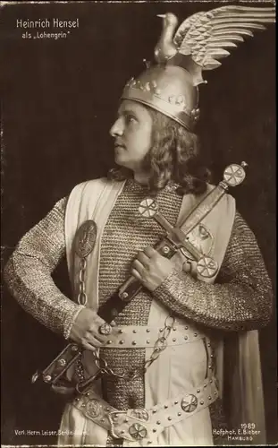 Ak Schauspielerin Heinrich Hensel als Lohengrin, Portrait