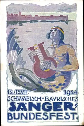Künstler Ak Lindau am Bodensee Schwaben, Schwäbisch Bayrisches Sänger Bundesfest 1924, Meermann