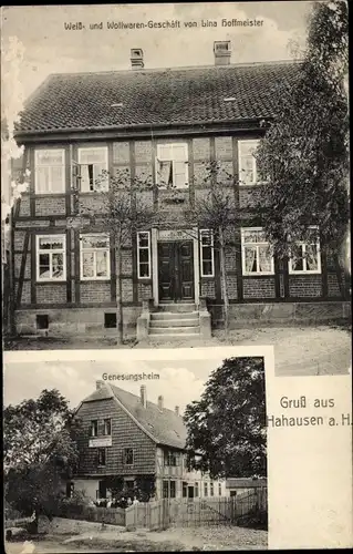 Ak Hahausen Niedersachsen, Weiß u. Wollwarengeschäft, Genesungsheim