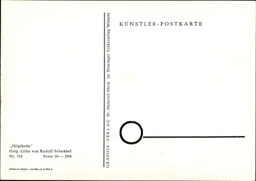 Künstler Ak Schnabel, R., Nilpferde