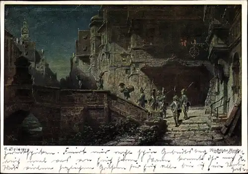 Künstler Ak Spitzweg, C., Nächtliche Runde