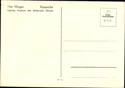 Ak Max Klinger, Plastik Kassandra, Leipzig, Museum des bildenden Künste