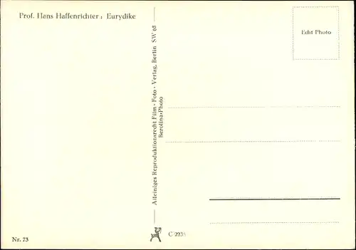 Ak Prof. Hans Haffenrichter, Plastik Eurydike