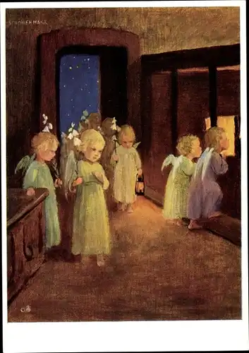 Künstler Ak Schönermark, M., Glückwunsch Weihnachten, Kommt alle her, singt Lob und Ehr