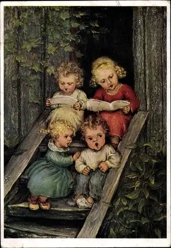 Künstler Ak Spötl, M., Singende Kinder