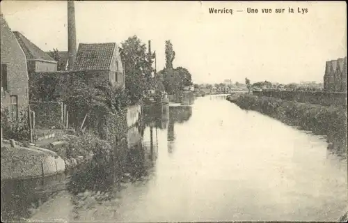 Ak Wervik Wervicq Westflandern, Vue sur la Lys