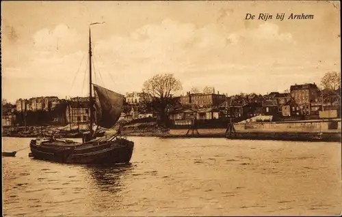 Ak Arnhem Gelderland Niederlande, Rheinpartie, Boot