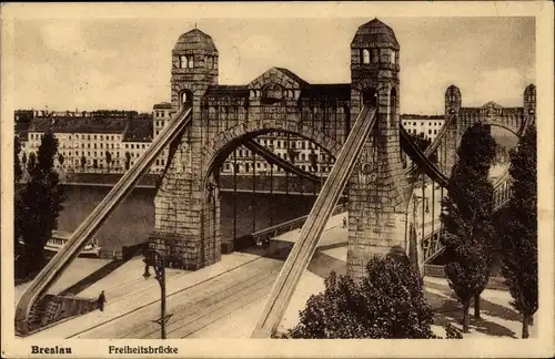 Ak Wrocław Breslau Schlesien, Freiheitsbrücke