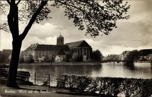 Ak Breslau Wrocław in Schlesien, Blick auf die Sandkirche