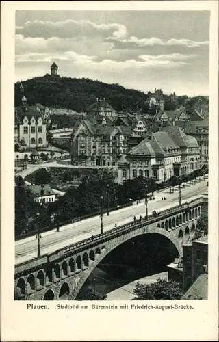 Ak Plauen Vogtland, Stadtbild am Bärenstein, Friedrich August Brücke