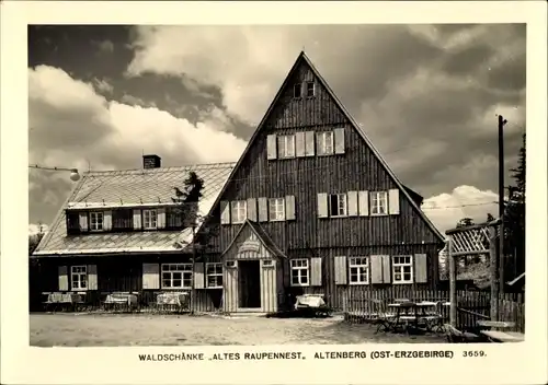 Ak Altenberg im Osterzgebirge, Waldschänke Altes Raupennest, Außenansicht