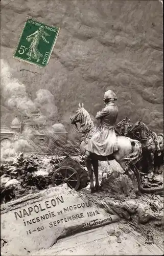 Künstler Ak Mastroianni, Domenico, Napoleon Bonaparte, Incendie de Moscou, 16 à 20 Sept 1812