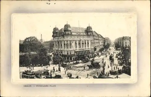 Ak Berlin Tiergarten, Potsdamer Platz, Verkehr, Straßenbahnen
