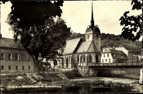 Ak Untermhaus Gera in Thüringen, Marienkirche, Brücke