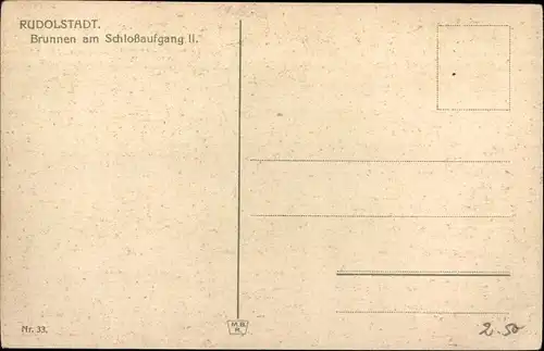 Ak Rudolstadt, Brunnen am Schloßaufgang II.