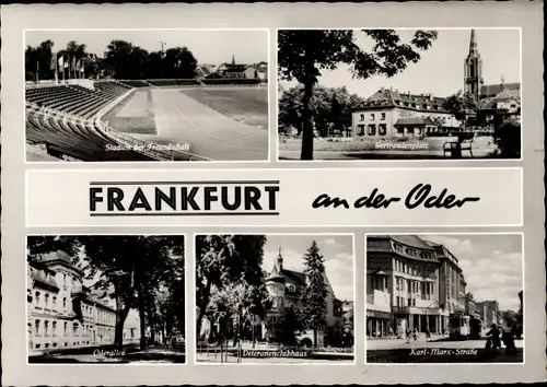 Ak Frankfurt an der Oder, Veteranenclubhaus, Stadion der Freundschaft, Karl Marx Straße, Oderallee