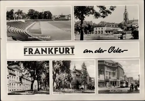 Ak Frankfurt a.d. Oder, Veteranenclubhaus, Stadion der Freundschaft, Gertraudenplatz, Karl Marx Str.