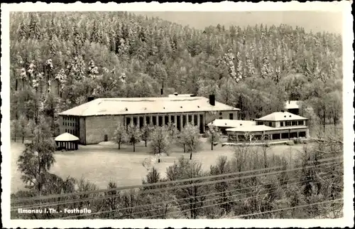 Ak Ilmenau in Thüringen, Festhalle, Winteransicht