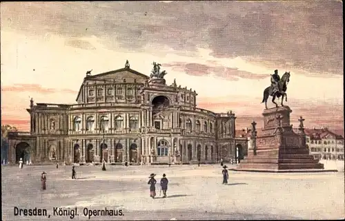 Ak Dresden Altstadt, Königl. Opernhaus, Denkmal