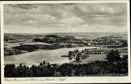 Ak Oelsnitz im Vogtland, Elster-Stausee mit Blick auf den Ort