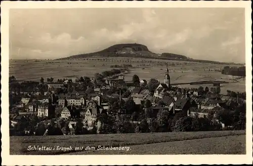Ak Schlettau im Erzgebirge, Gesamtansicht mit Scheibenberg